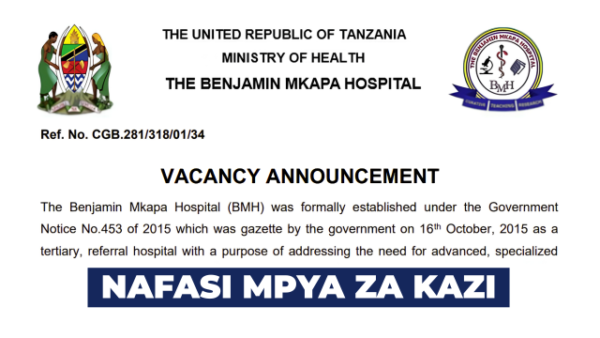 Benjamin Mkapa Hospital (BMH) Vacancies June 2026
