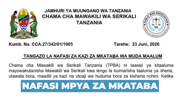 Tanzania Public Government Lawyers Association (TPBA) Vacancies 2026