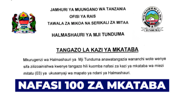 Tunduma City Council 100 Contract Revenue Collector Jobs