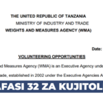 Weights and Measures Agency (WMA) 32x Volunteer Vacancies 2026