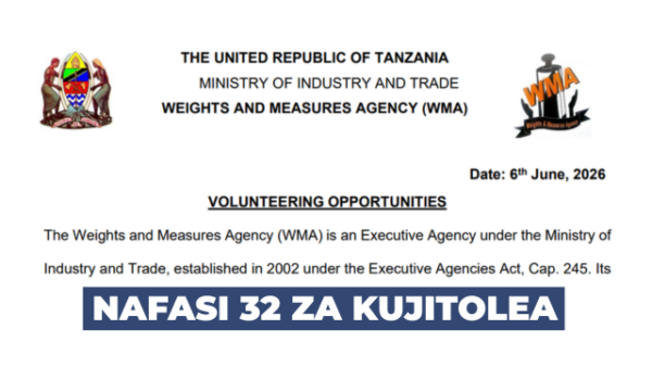 Weights and Measures Agency (WMA) 32x Volunteer Vacancies 2026