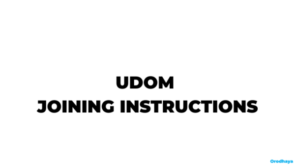UDOM Joining Instructions 2026-2027